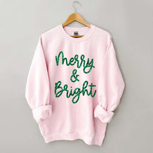 Sparkly Glitter Merry And Bright Sweatshirt