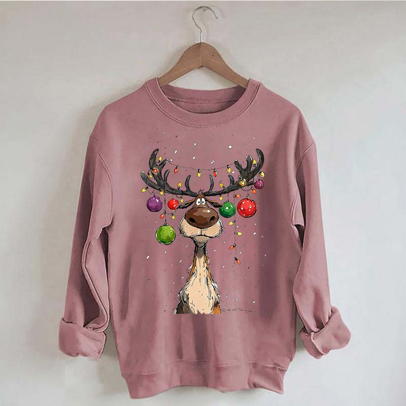 Vintage Reindeer Christmas Light Xmas Sweatshirt