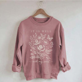 It Is Well With My Soul Floral Butterfly Sweatshirt