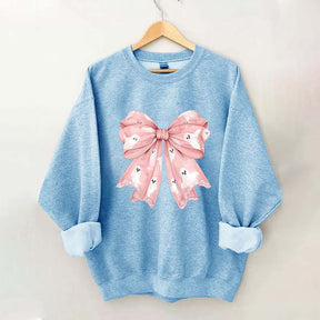 Pink Ghost Bow Coquette Halloween Sweatshirt