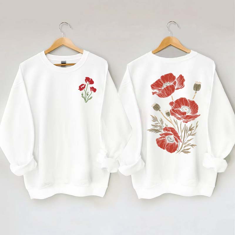 Red Poppies Floral Sweatshirt