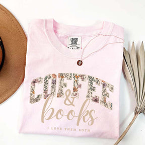 Coffee And Books Floral T-Shirt