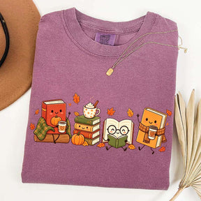 Cozy Book Lover Coffee Pumpkin T-Shirt