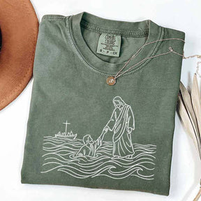 Jesus Walking on Water Comfort Colors T-Shirt