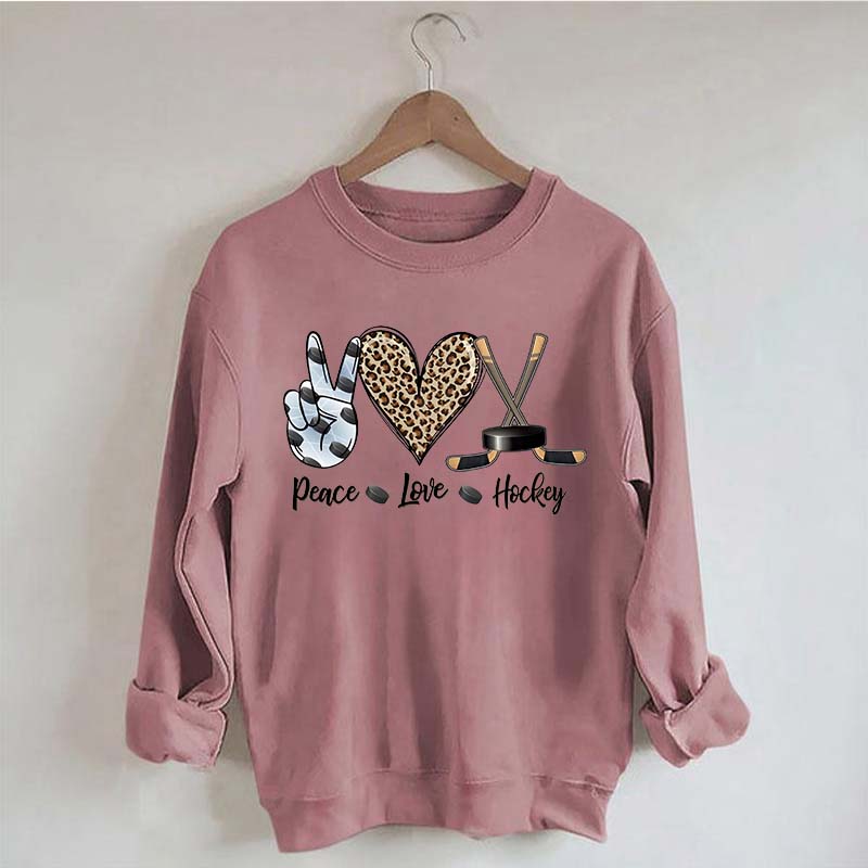 Sports Peace Love Hockey Sweatshirt