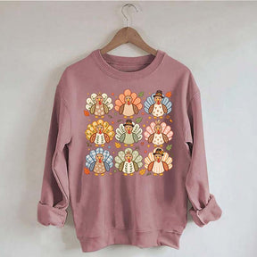 Boho Turkey Thanksgiving Preppy Fall Wild Sweatshirt