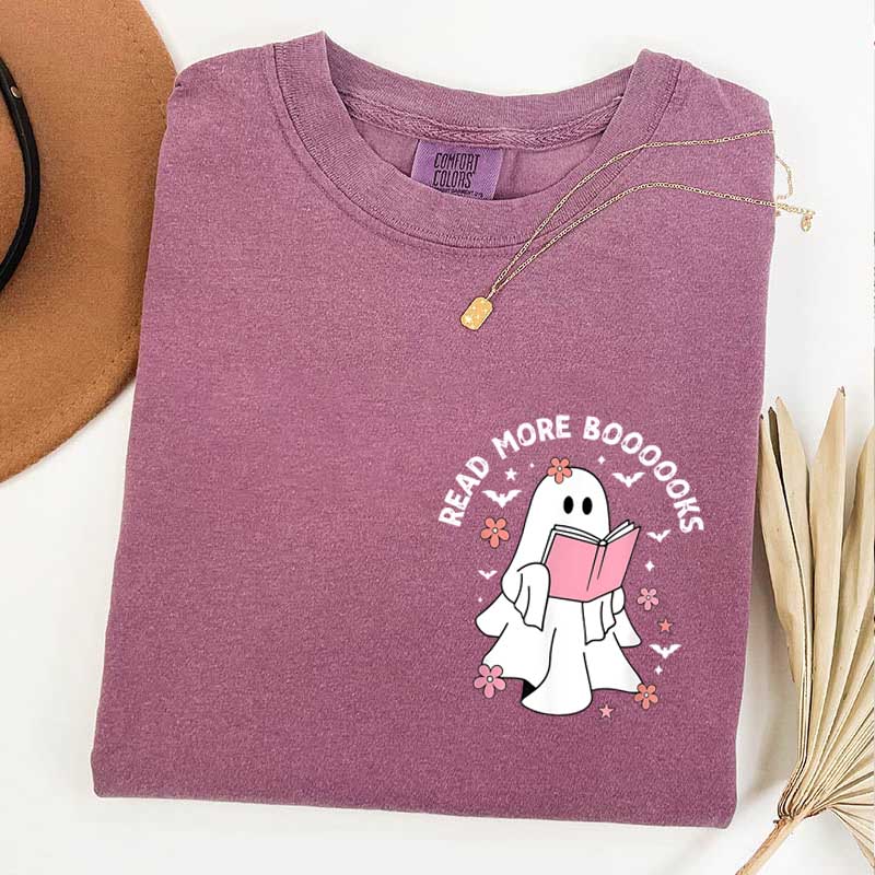 Ghost Reading Books Bookish Halloween T-Shirt