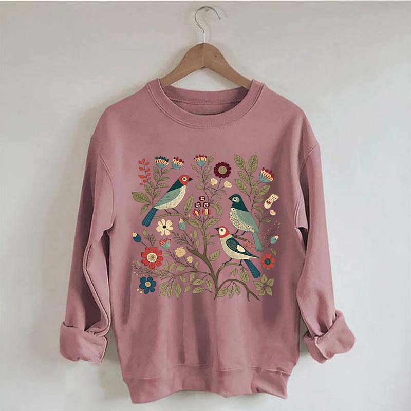 Cottagecore Birds and Flowers  Sweatshirt