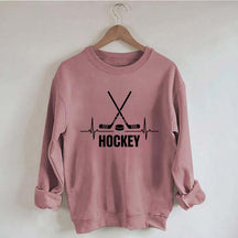 Hockey Sticks & Puck Heartbeat Graphic Sweatshirt