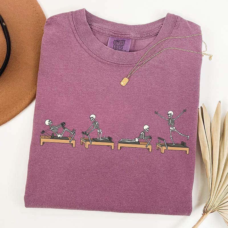 Halloween Pilates Skeleton Reformer Workout T-Shirt