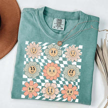 Retro Checkered Flower T-Shirt