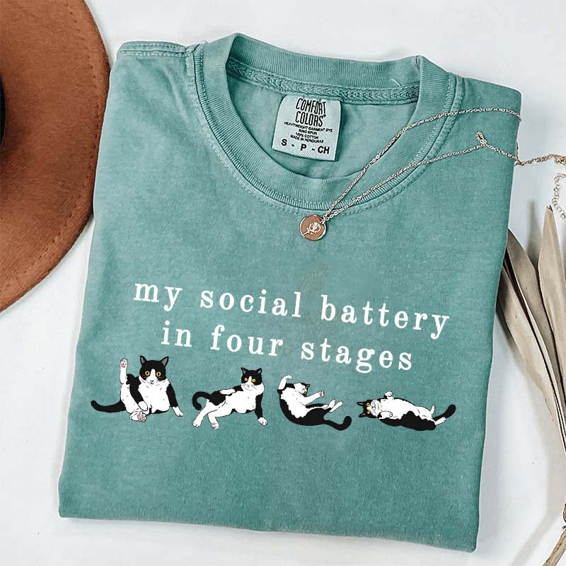 My Social Battery In Four Stages Cats T-Shirt