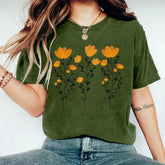 Camiseta Flores y Tallos Amarillo