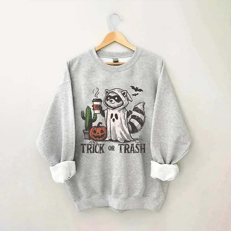 Trick Or Trash Raccoon Halloween Sweatshirt