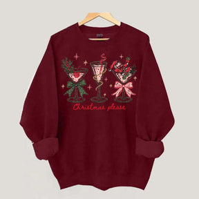 Christmas Please Martini Coquette Holiday Sweatshirt