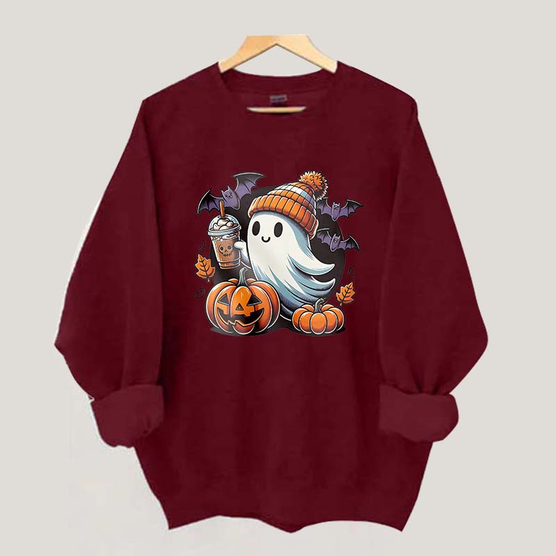 Here For The Boos Cute Ghost Coffee Sweatshirt