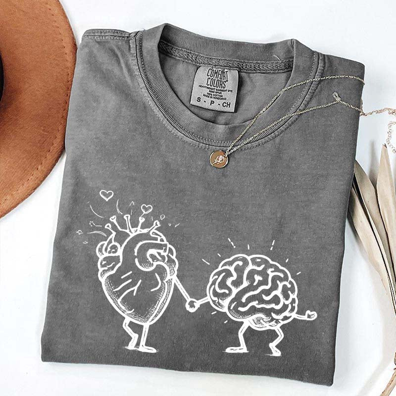 Mental Health Awareness Brain Heart T-Shirt