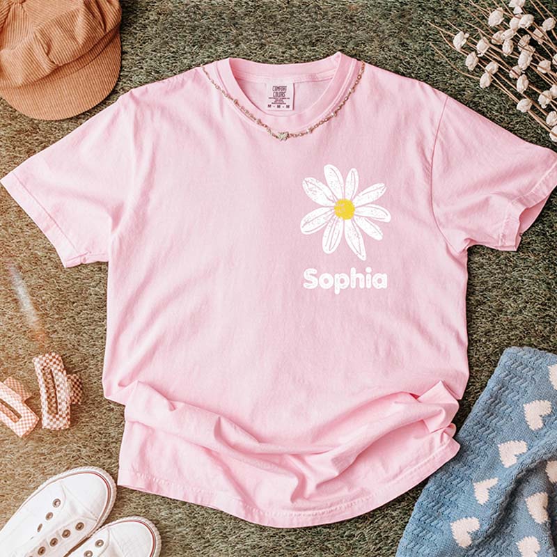 Comfort Colors Custom Name Daisy T-Shirt