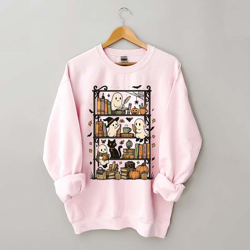 Retro Halloween Bookshelf Sweatshirt