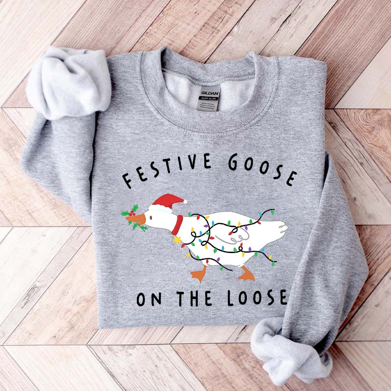 Xmas Duck Festive Goose On The Loose Sweatshirt
