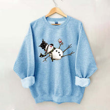 Drunk Snowman Drinking Wine Sweatshirt