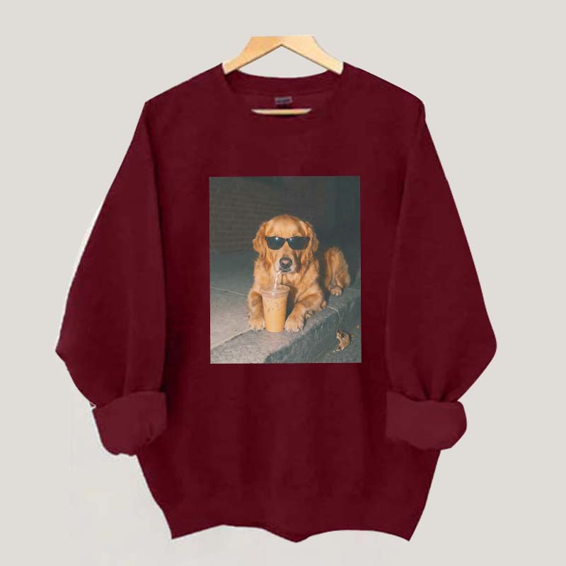 Golden Retriever Drinking Iced Coffee Sweatshirt