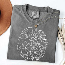 Mental Health Floral Brain Anatomy T-Shirt