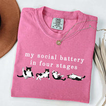 My Social Battery In Four Stages Cats T-Shirt