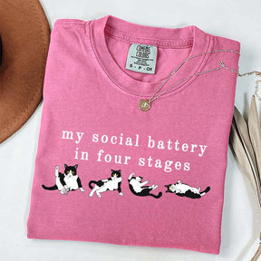 My Social Battery In Four Stages Cats T-Shirt