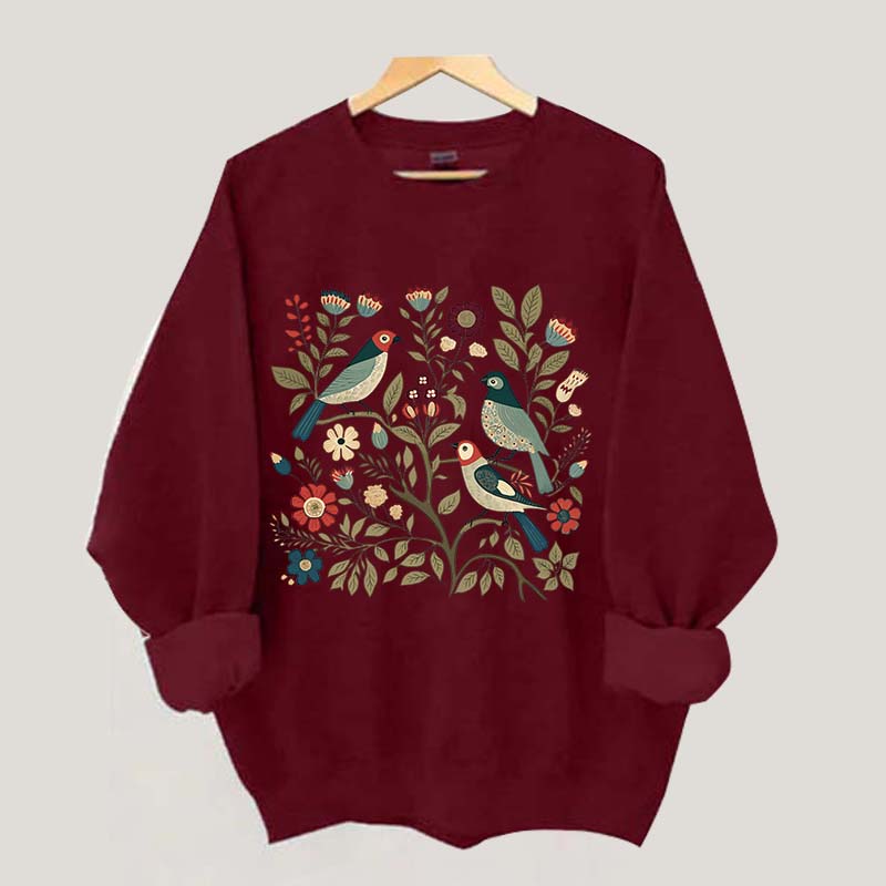 Cottagecore Birds and Flowers  Sweatshirt