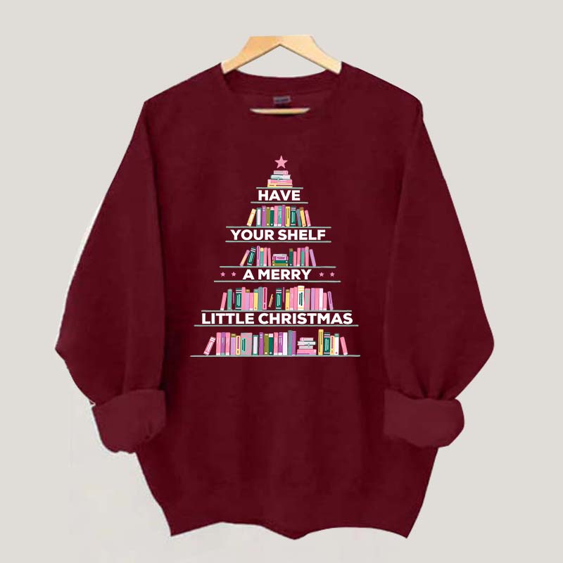 Pink Christmas Book Tree Sweatshirt