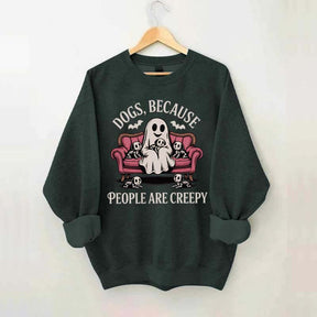 Retro Dogs Because People are Creepy Halloween Sweatshirt