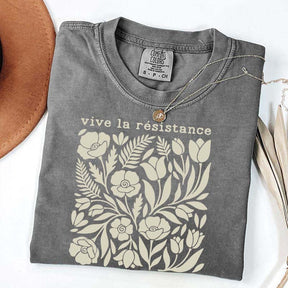 Vive La Resistance Floral Pattern Resist T-Shirt