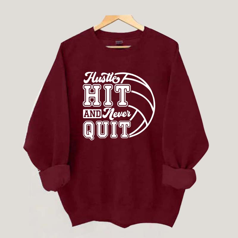 Hustle Never Quit Gameday Games Practice Fan Sweatshirt