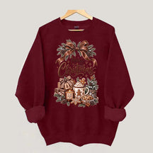 Cozy Christmas Bow Gingerbread Hot Cocoa Holiday Sweatshirt