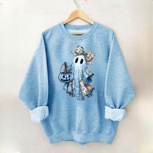 Retro Halloween Blue Denim Ghost Sweatshirt