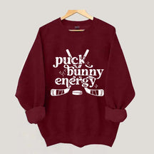Puck Bunny Energy Retro Hockey Sweatshirt