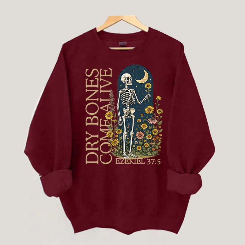 Dry Bones Come Alive Catholic Boho Floral Sweatshirt