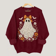 Cute Lace Ghost Bow Spooky Season Sweatshirt
