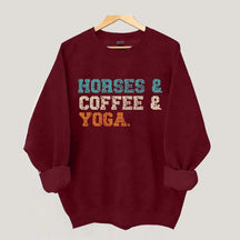 Horses Coffee Yoga Sweatshirt