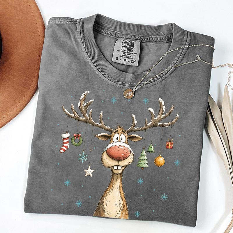 Retro Merry Christmas Retro Reindeer T-Shirt