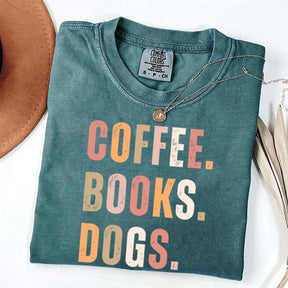 Coffee Books Dogs T-Shirt