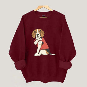 Featuring Tattooed Dog I Love Mom Sweatshirt