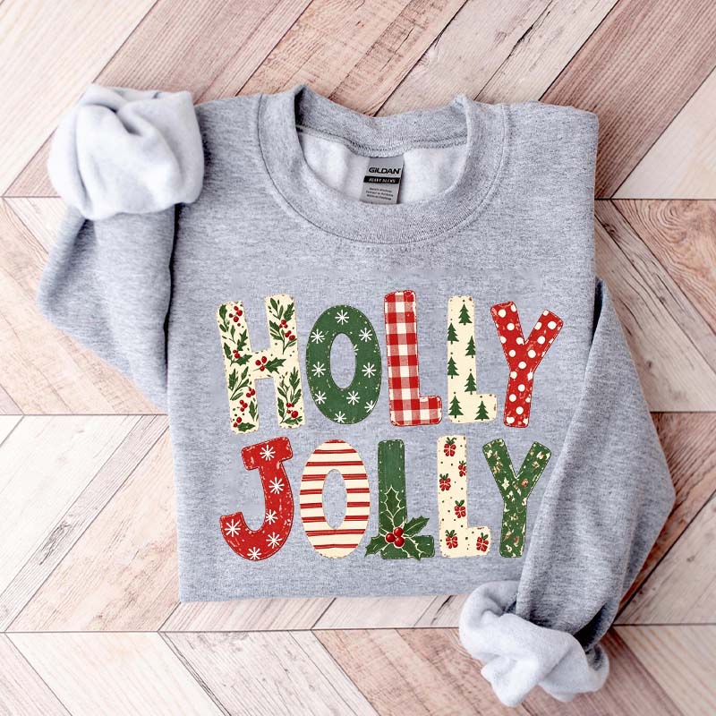 Holly Jolly Merry Christmas Tree Floral Sweatshirt