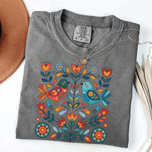 Cute Scandinavian Folk Art Bird T-Shirt