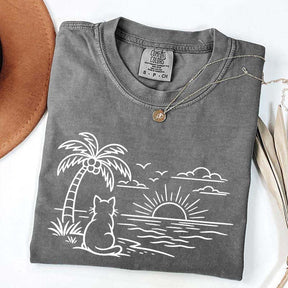 Cat Watching Sunset T-Shirt