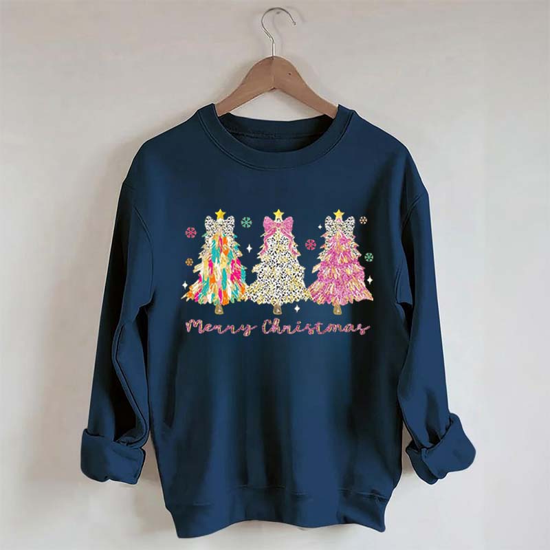 Colorful Glitter Christmas Tree Fall Sweatshirt