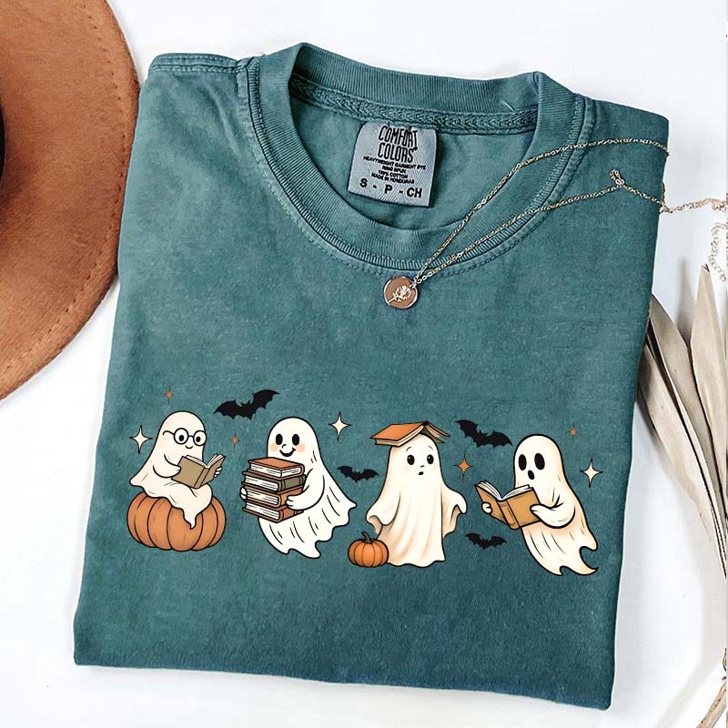 Trendy Halloween Ghosts Reading T-Shirt