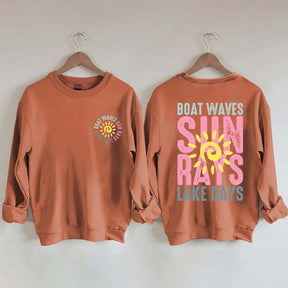 Boat Waves Sun Rays Lake Days Sweatshirt