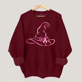 Breast Cancer Awareness Witch Hat Halloween Sweatshirt
